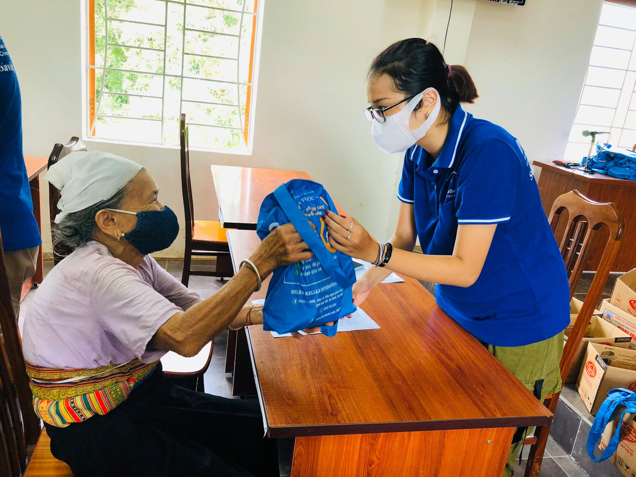 Helen Keller is providing community members with COVID prevention kits that include the essentials to stay as safe as possible: hand sanitizer, face masks, and soap.