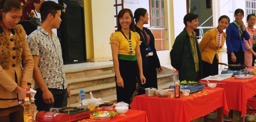 Competitors awaiting the start of a cooking competition