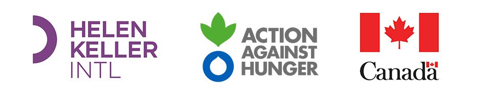 Helen Keller Logo, Action Against Hunger logo, and Global Affairs Canada logo