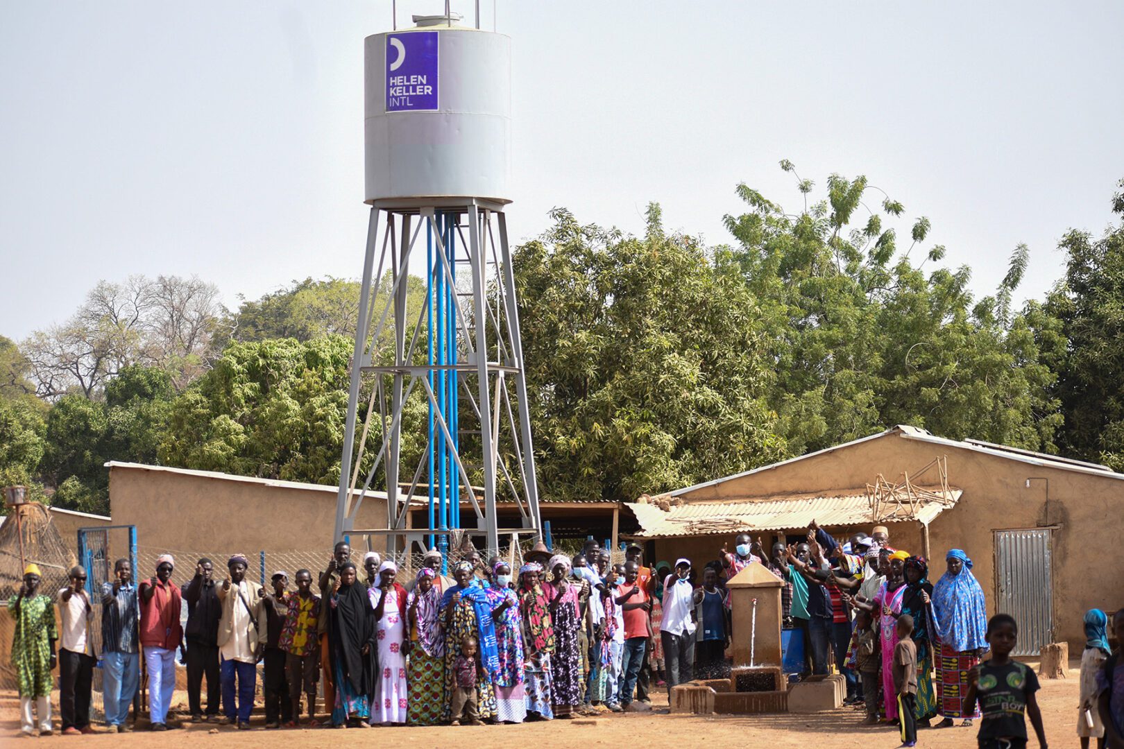 Kamalen village benefits from a borehole and water tower from Helen Keller.