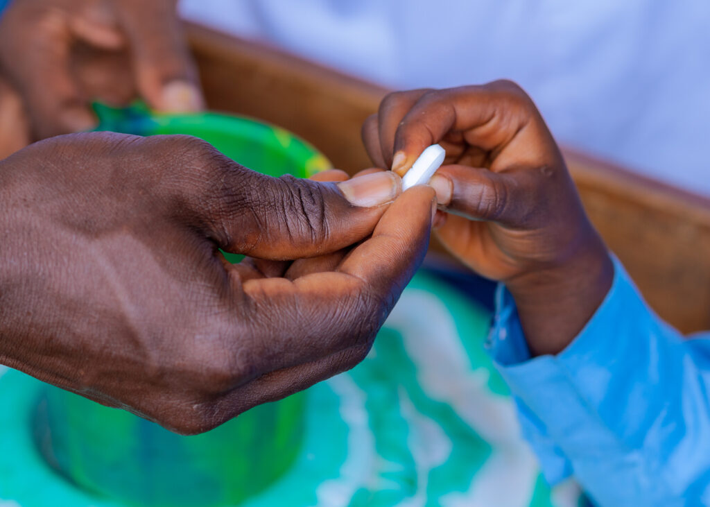 Close up shot of the Praziquantel drug