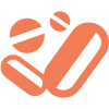 Orange abstract shapes symbolizing health and wellness.