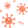Colorful illustration of floating virus particles